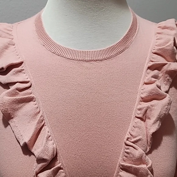 Ralph Lauren Small Pink Ruffle Sweater Top Casual Comfy Cozy Preppy Pullover - Picture 4 of 12